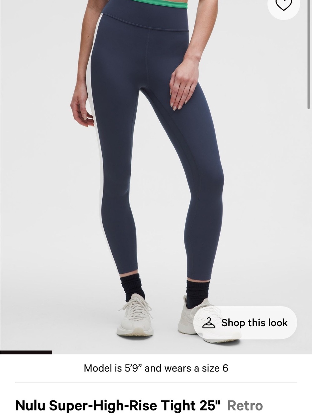 lululemon athletica Navy High-Rise Leggings with White Side Stripe